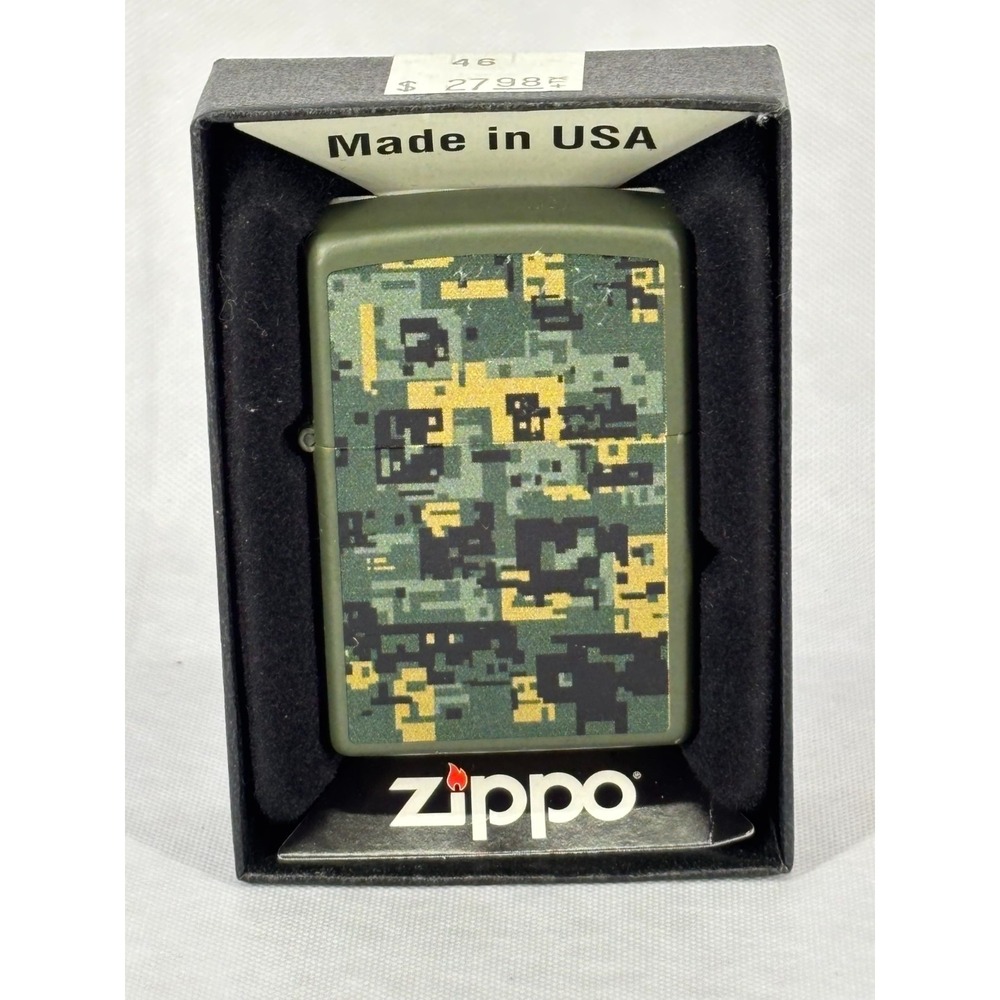 Genuine Zippo 221 Green Digital Camouflage Hat Windproof Lighter USA Made NEW